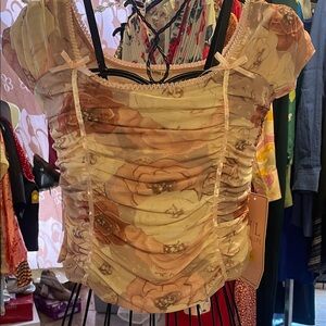 Chic Floral Ruched Blouse in Pink